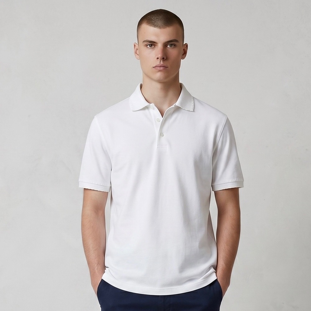 Fedeli Polo Shirt Mens Medium White  Cotton Short Sleeve Made In Italy